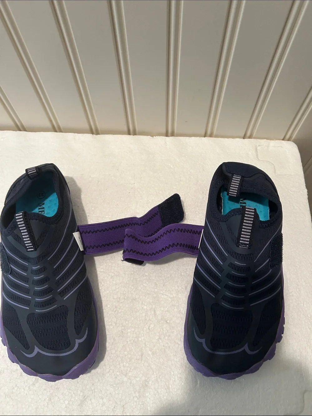 Merence Kids SlipOn Water Athletic Shoes Comfort Strap size 2 (33)Black Purple